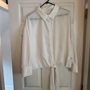 SHEIN Elegant White Button-Down Blouse